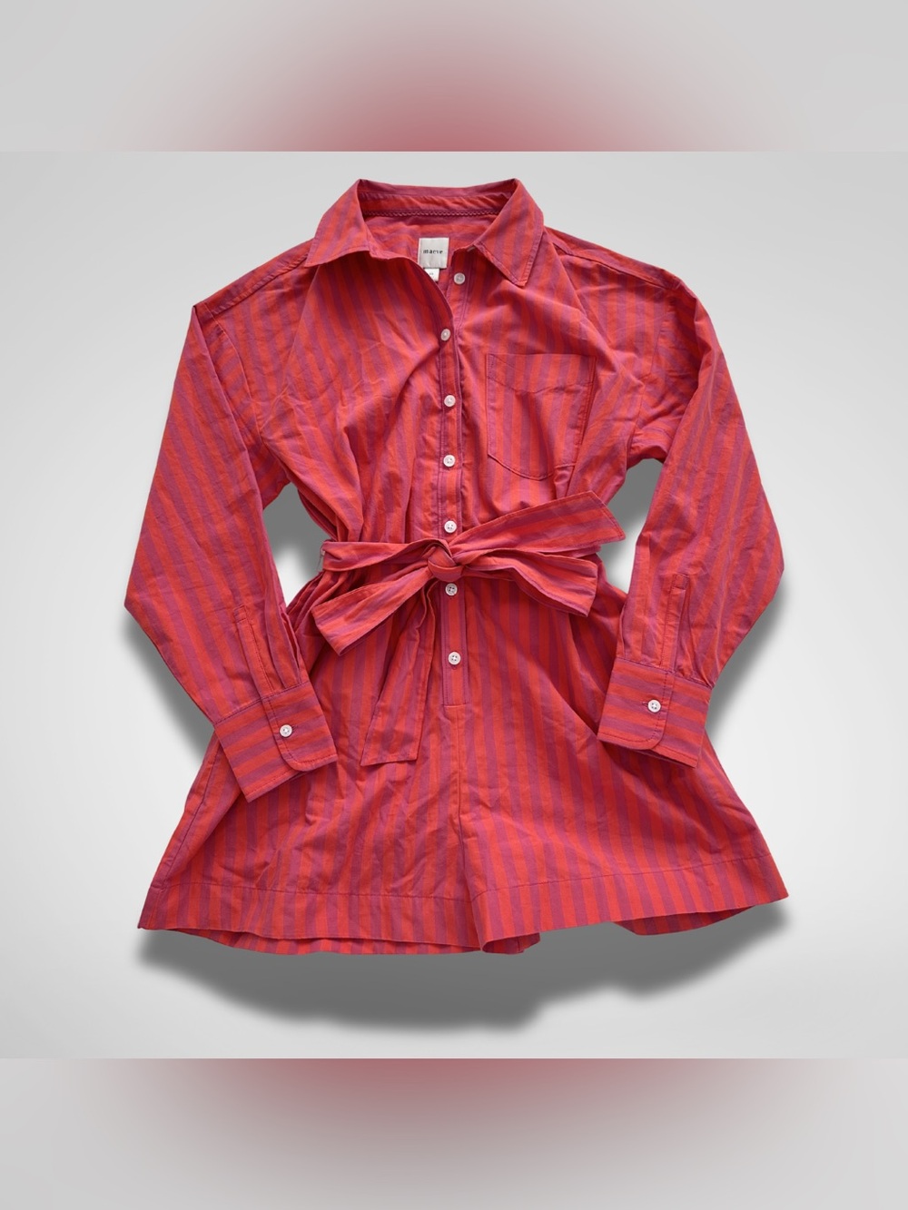 Anthropologie Maeve Pink & Orange Striped Button Up Romper